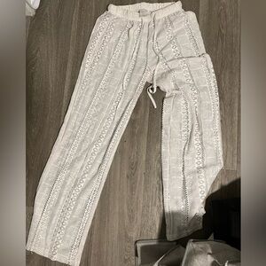 White Crochet Drawstring Pants